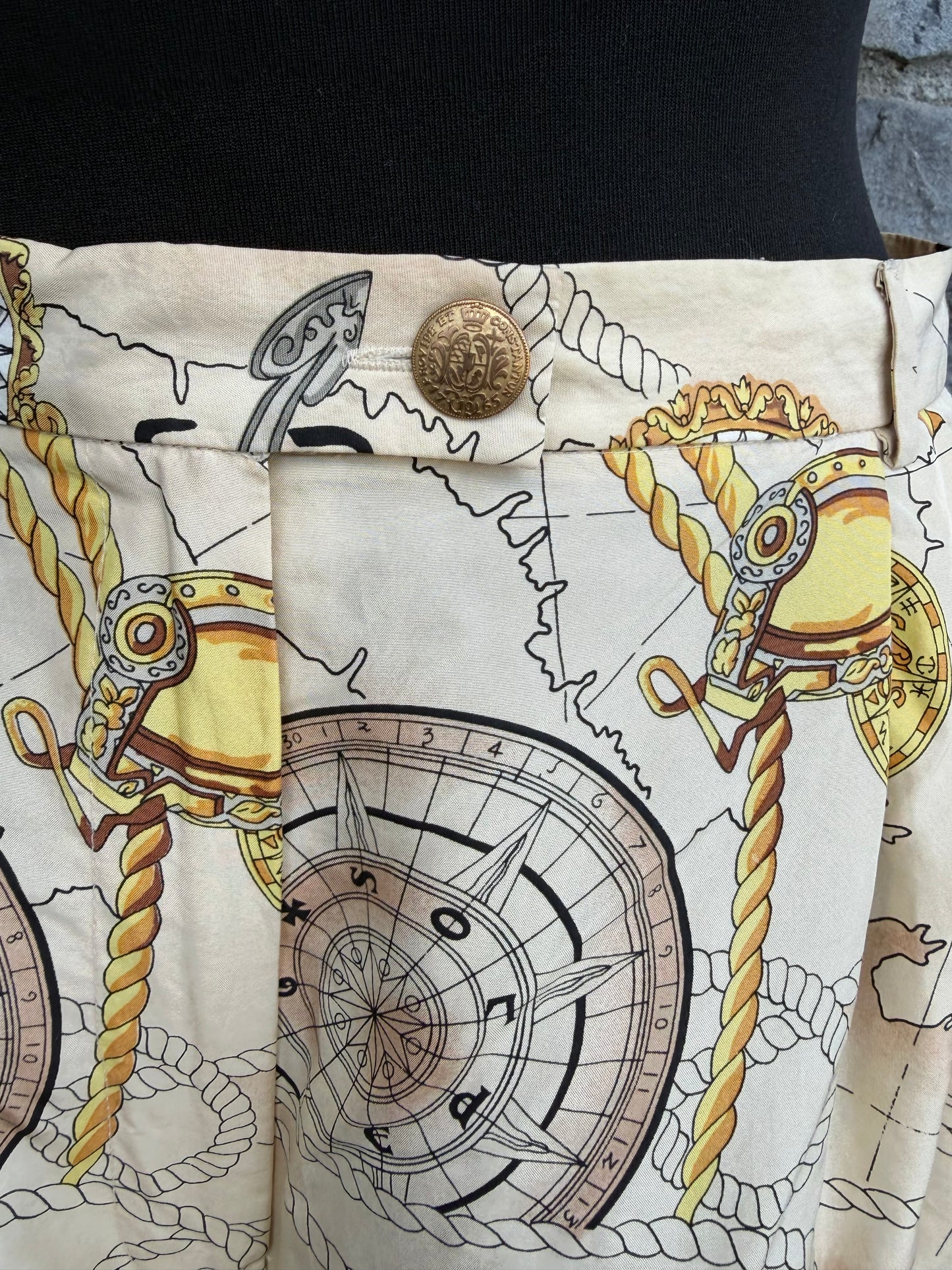 80s beige vintage map shorts uk 8-10