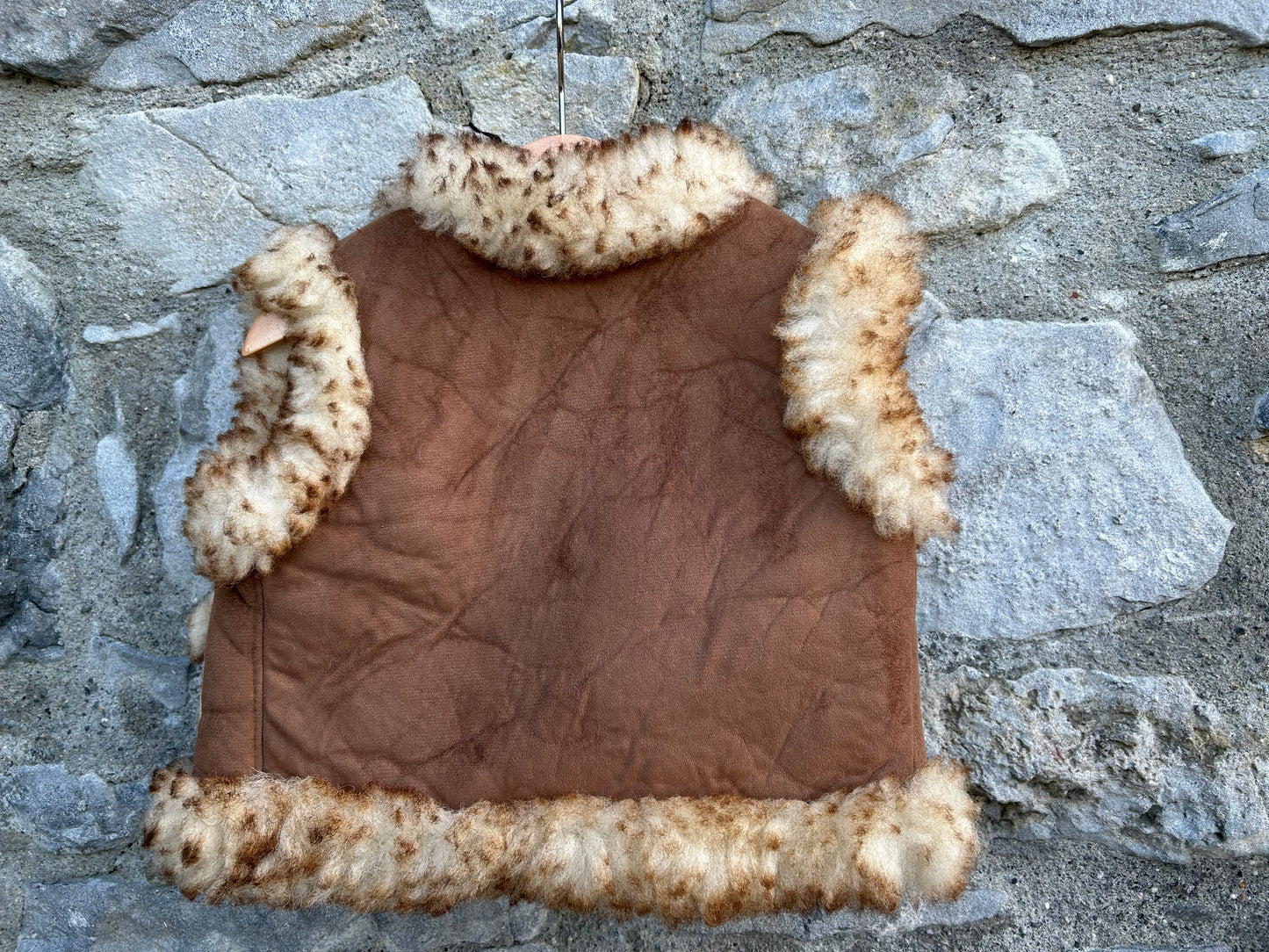 80s brown furry lined gilet  12-24m (80-92cm)