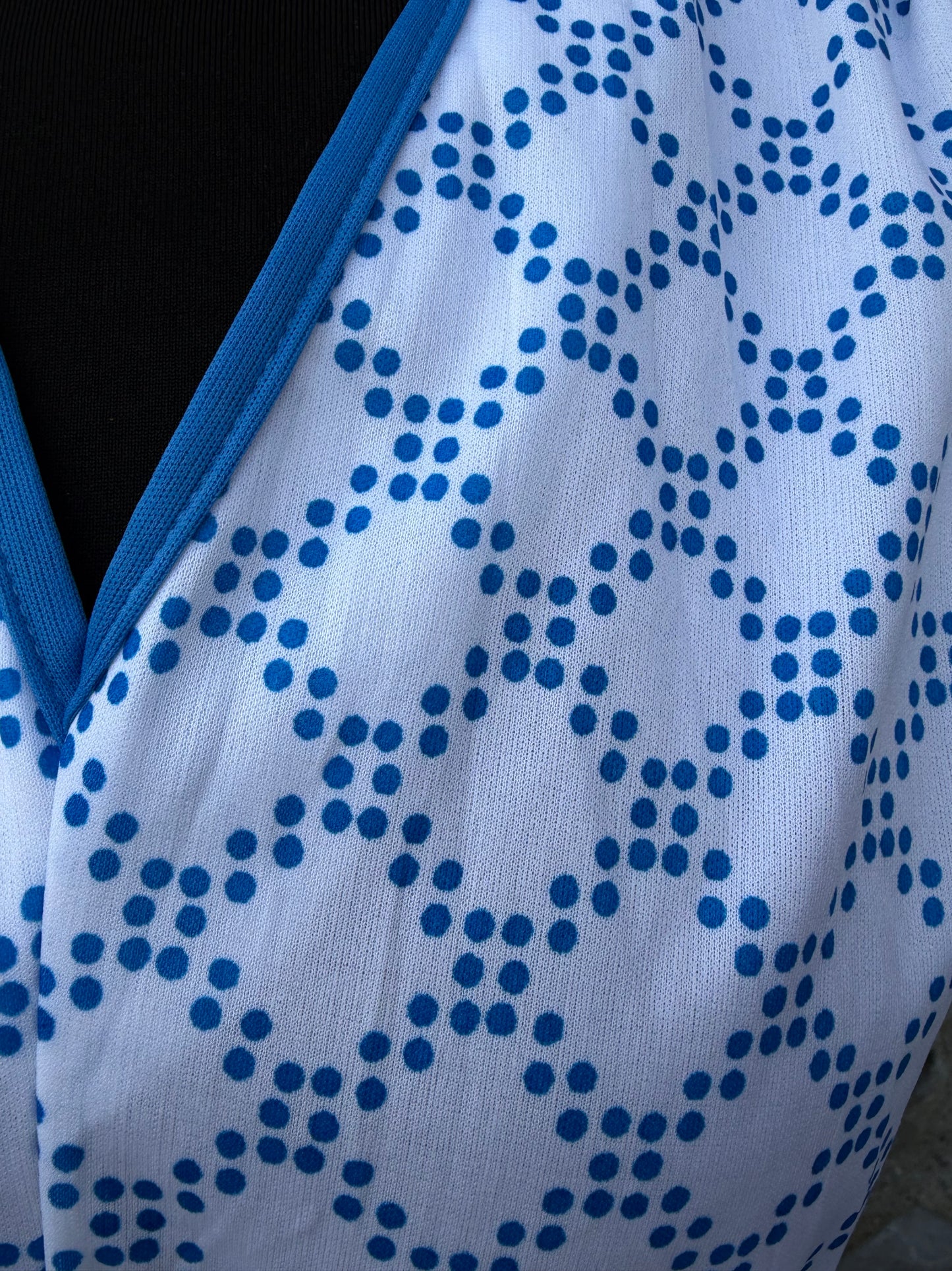 80s blue&white dress uk 10-12