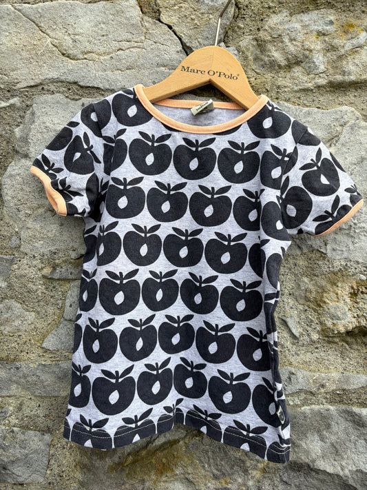 Apples grey T-shirt  3-4y (98-104cm)