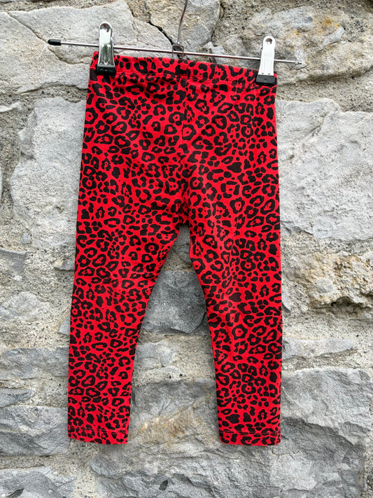 Red leopard print leggings 2-3y (92-98cm)