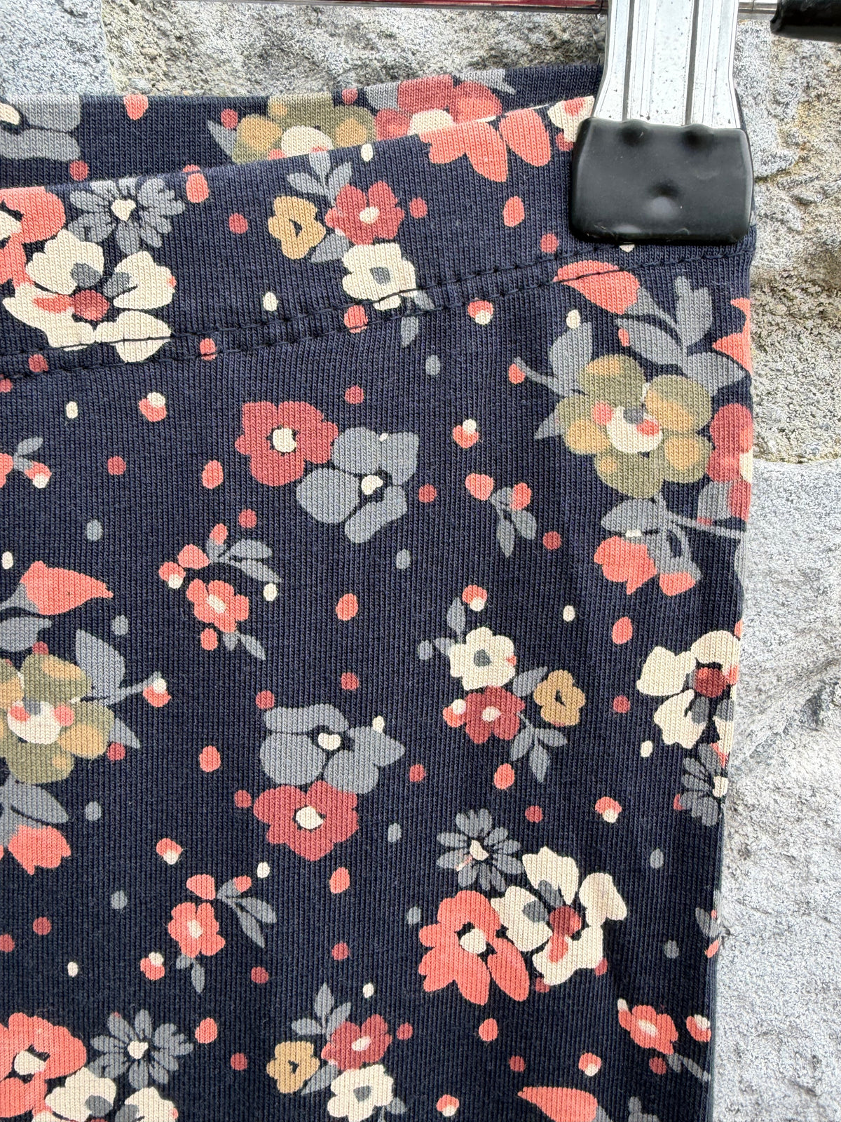 Blue&maroon flowers leggings 10y (140cm)