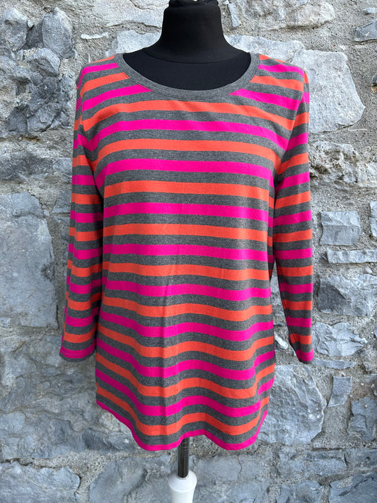 Pink&orange&grey stripy top uk 14