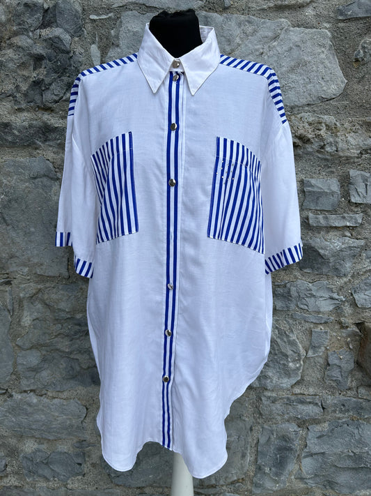 90s white stripy shirt Large