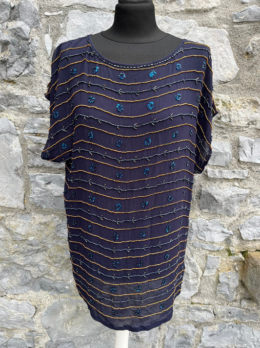 Sequin stripes navy top uk 12-14