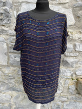 Load image into Gallery viewer, Sequin stripes navy top uk 12-14
