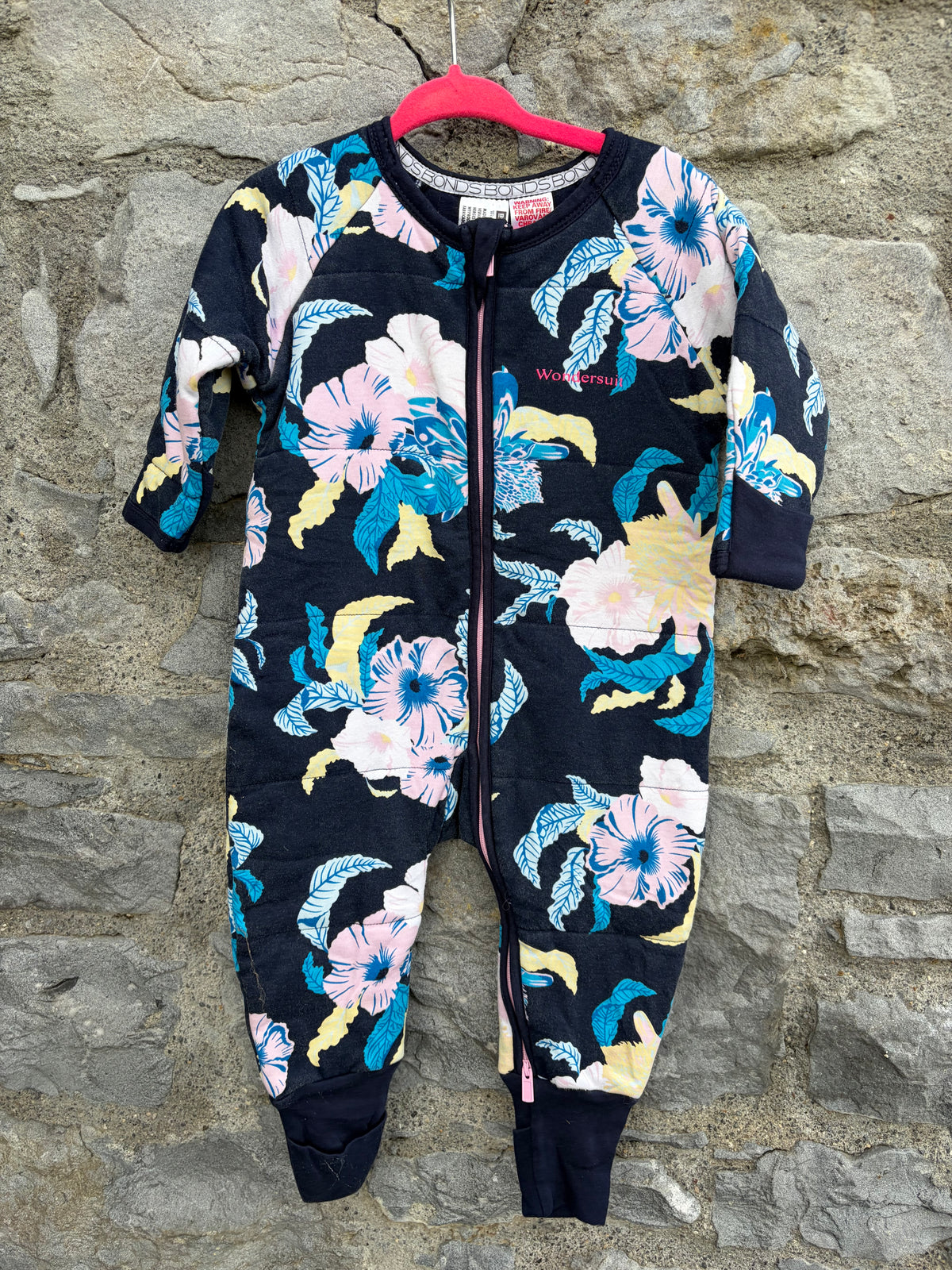 Pink flowers padded Wondersuit  6-12m (68-80cm)