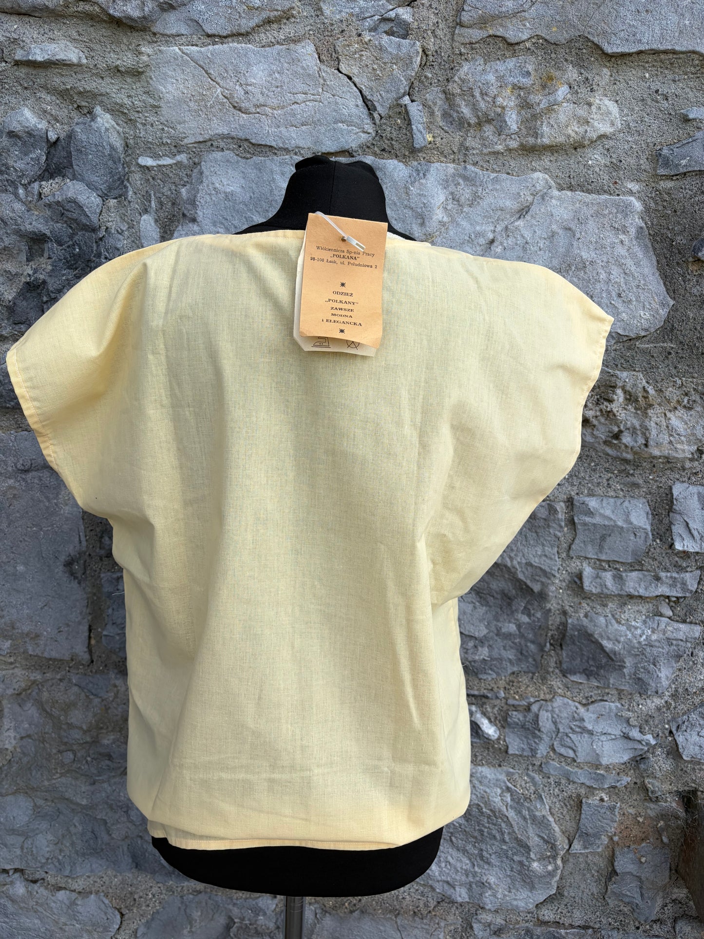 80s yellow lady print top uk 8-10