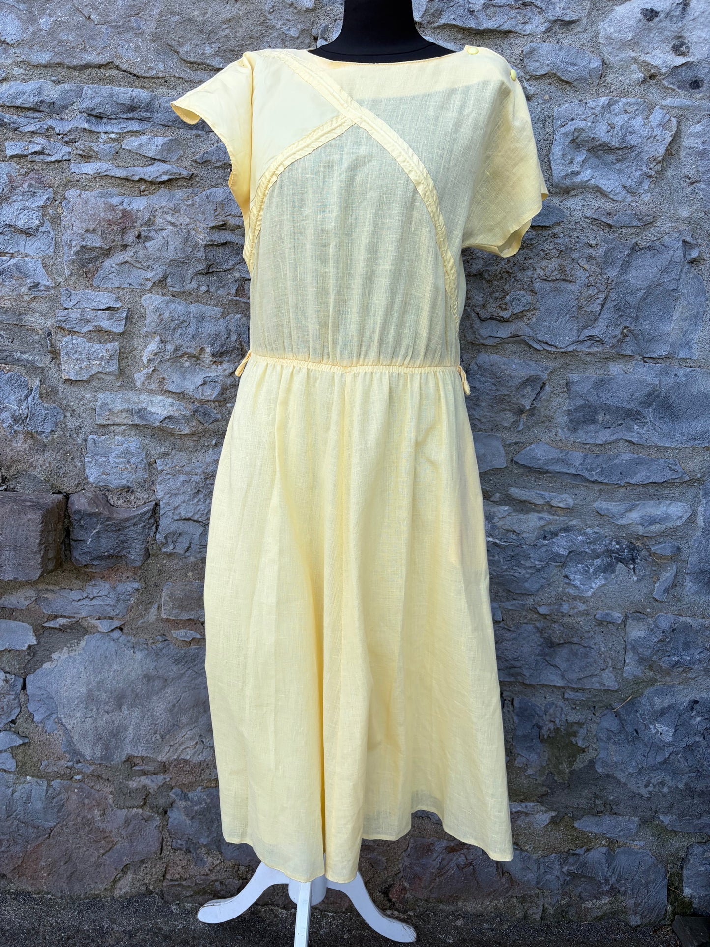80s yellow summer dress uk 12