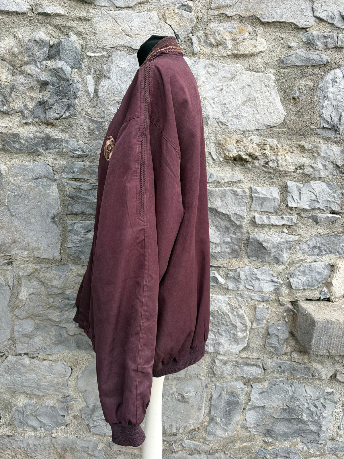 90s maroon bomber jacket