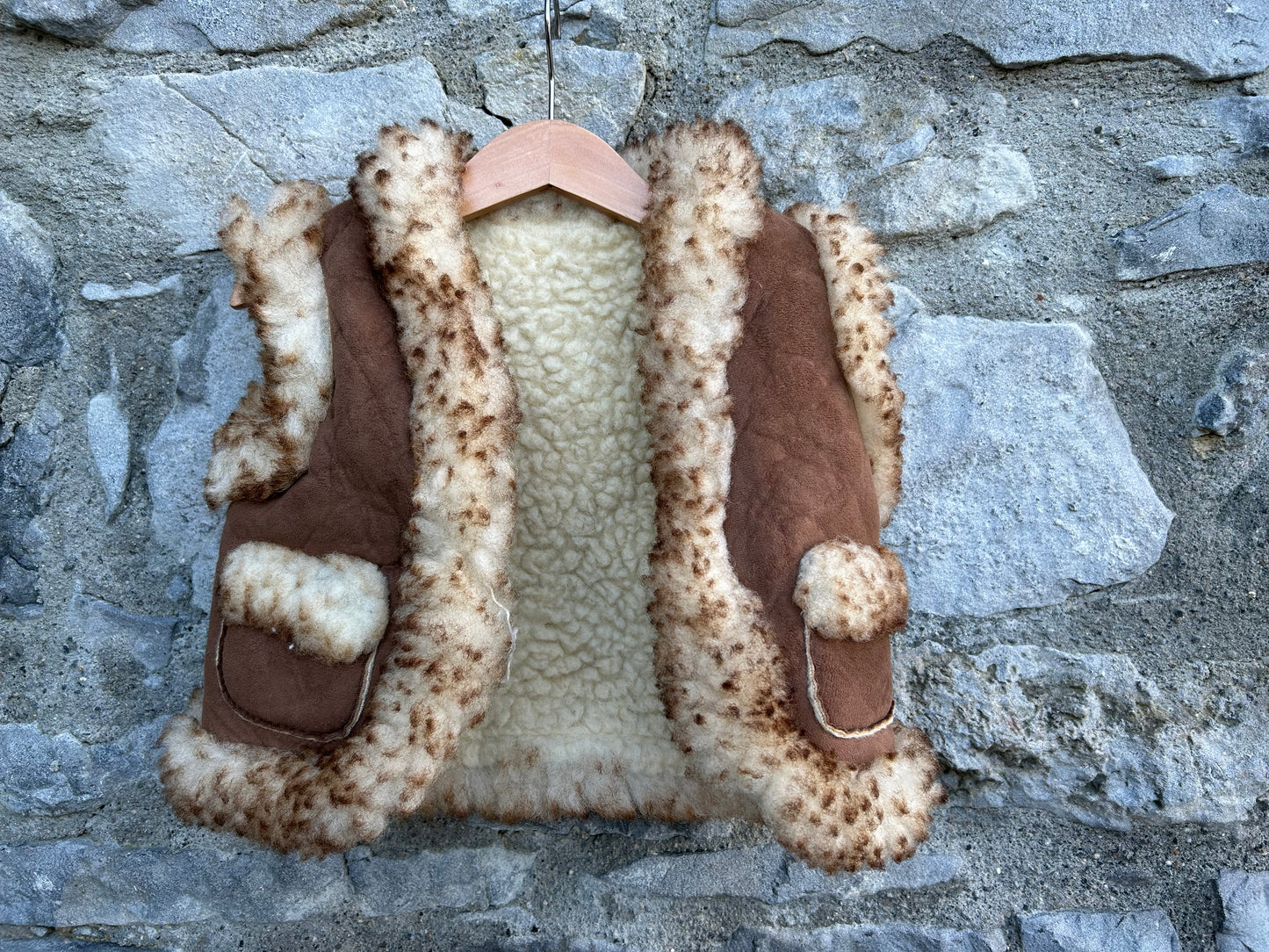 80s brown furry lined gilet  12-24m (80-92cm)