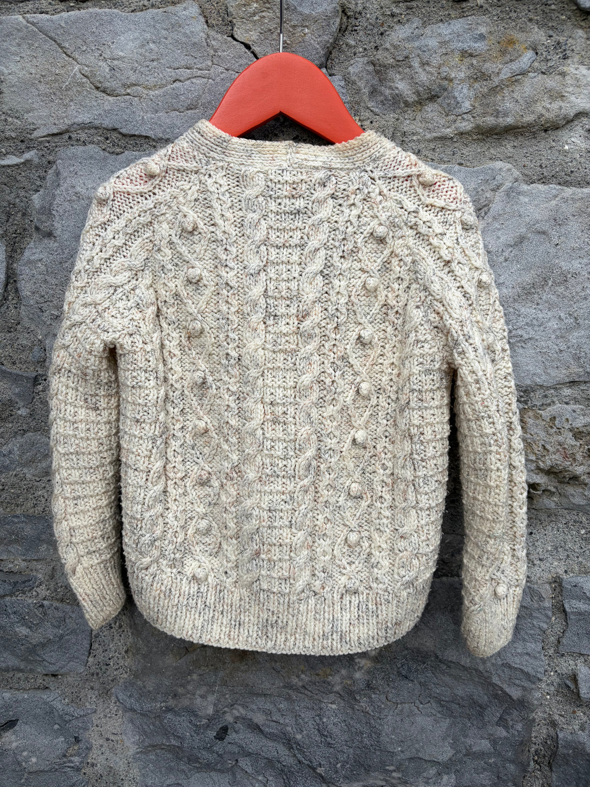 Beige Aran style cardigan  3y (98cm)