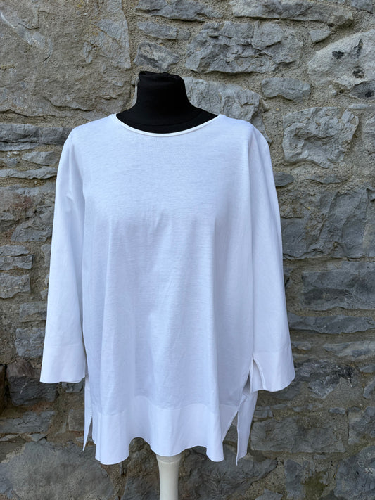 White oversized long top uk 12-14