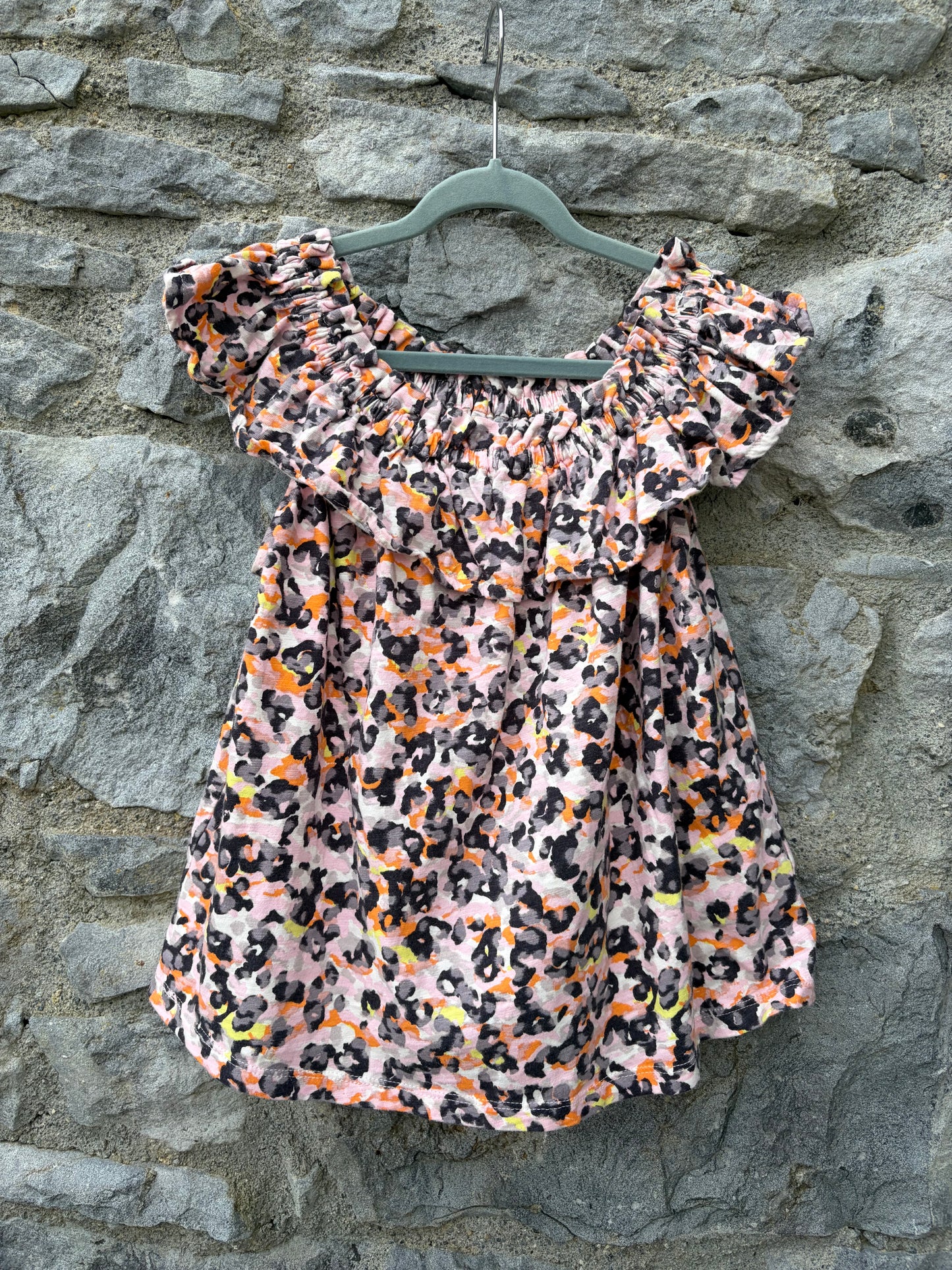 Grey&orange off the shoulder top   8y (128cm)