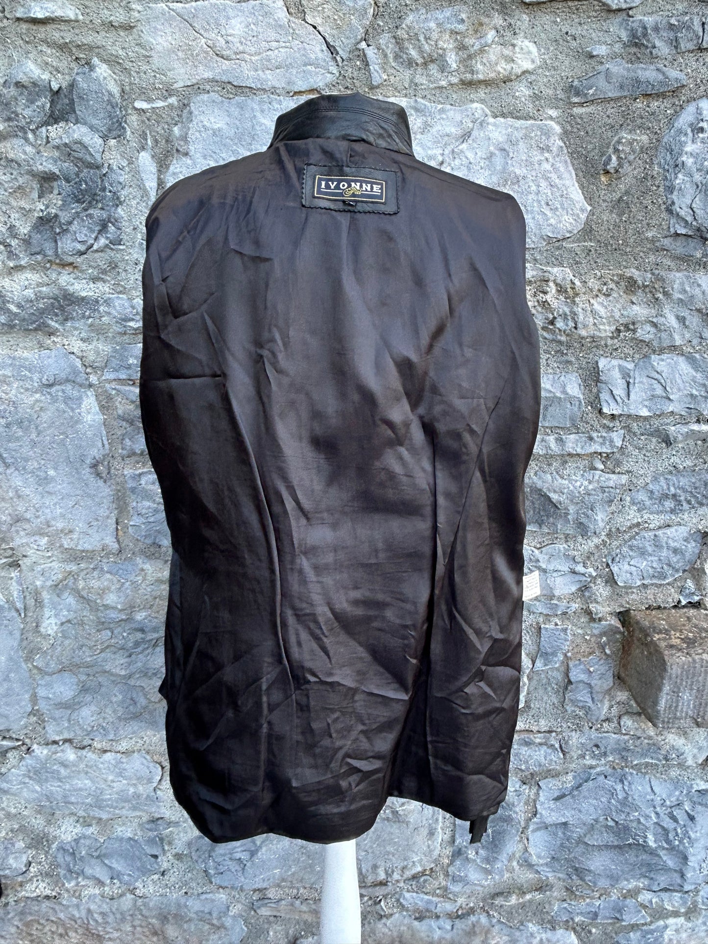 90s black leather coat uk 12