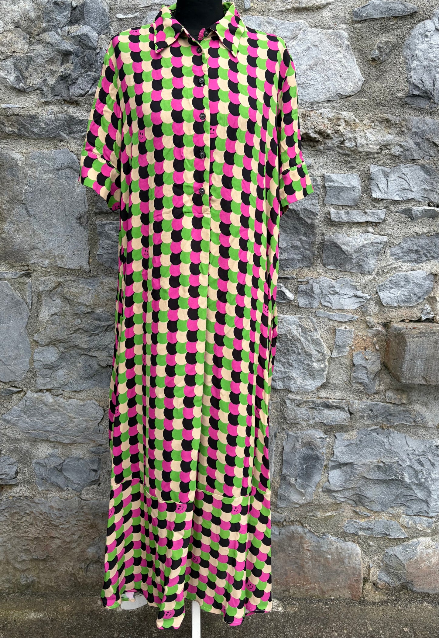 Multicoloured polka dot shirt dress uk 14