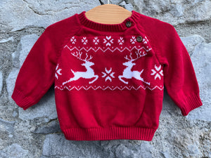 Red reindeer jumper  0-3m (56-62cm)