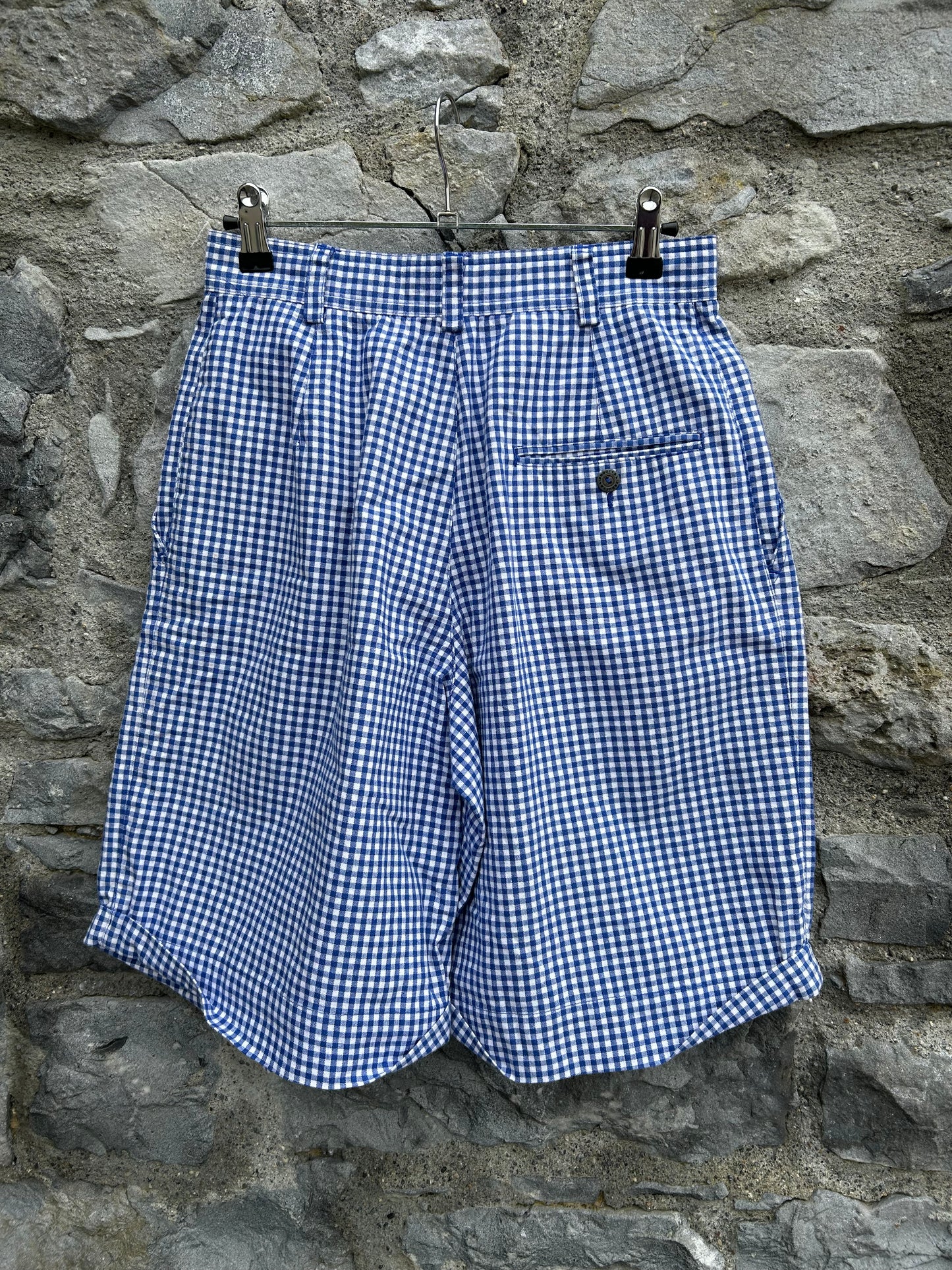 90s blue check shorts uk 8