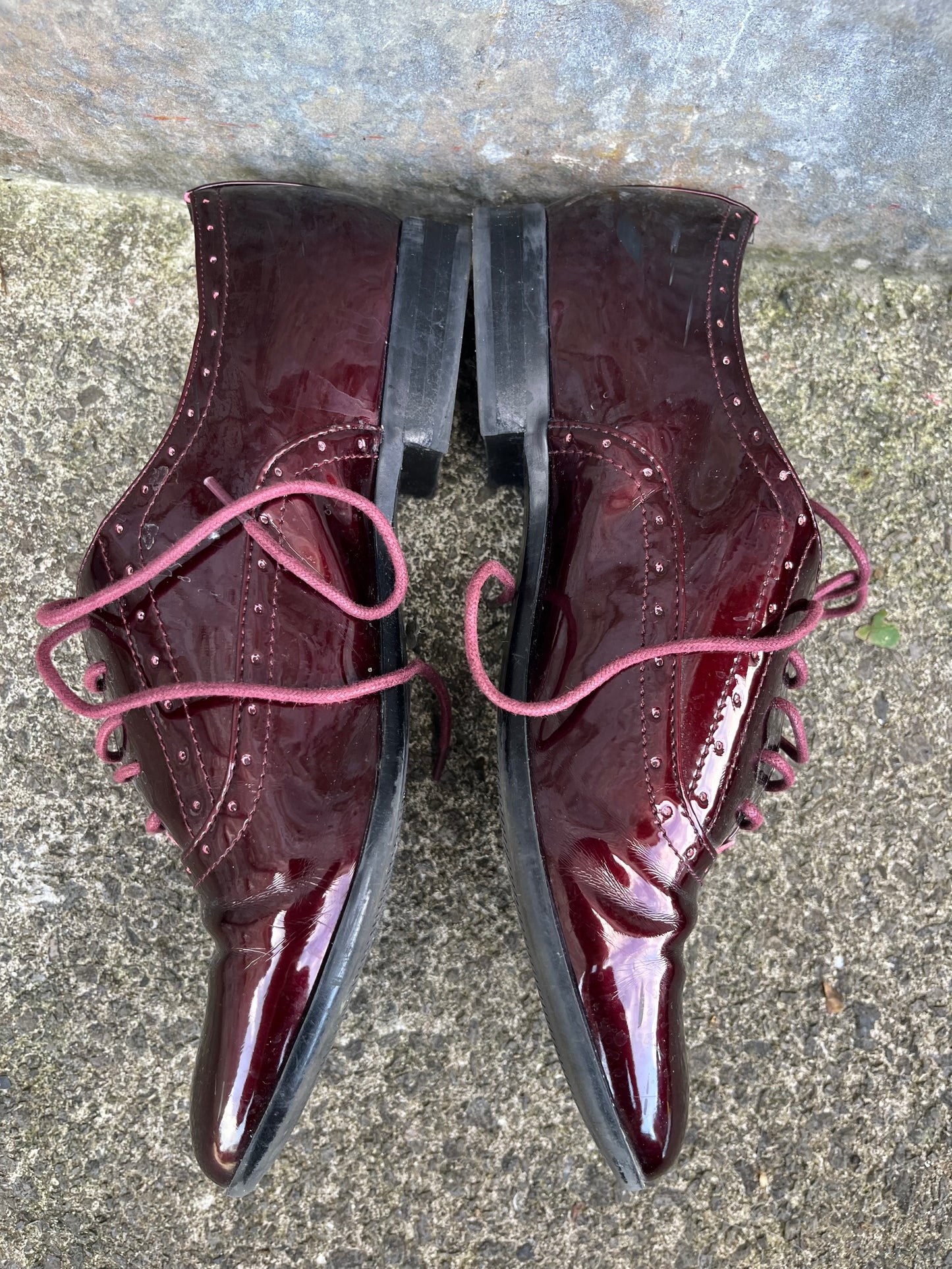 Maroon patent brogues  uk 6 (eu 39)