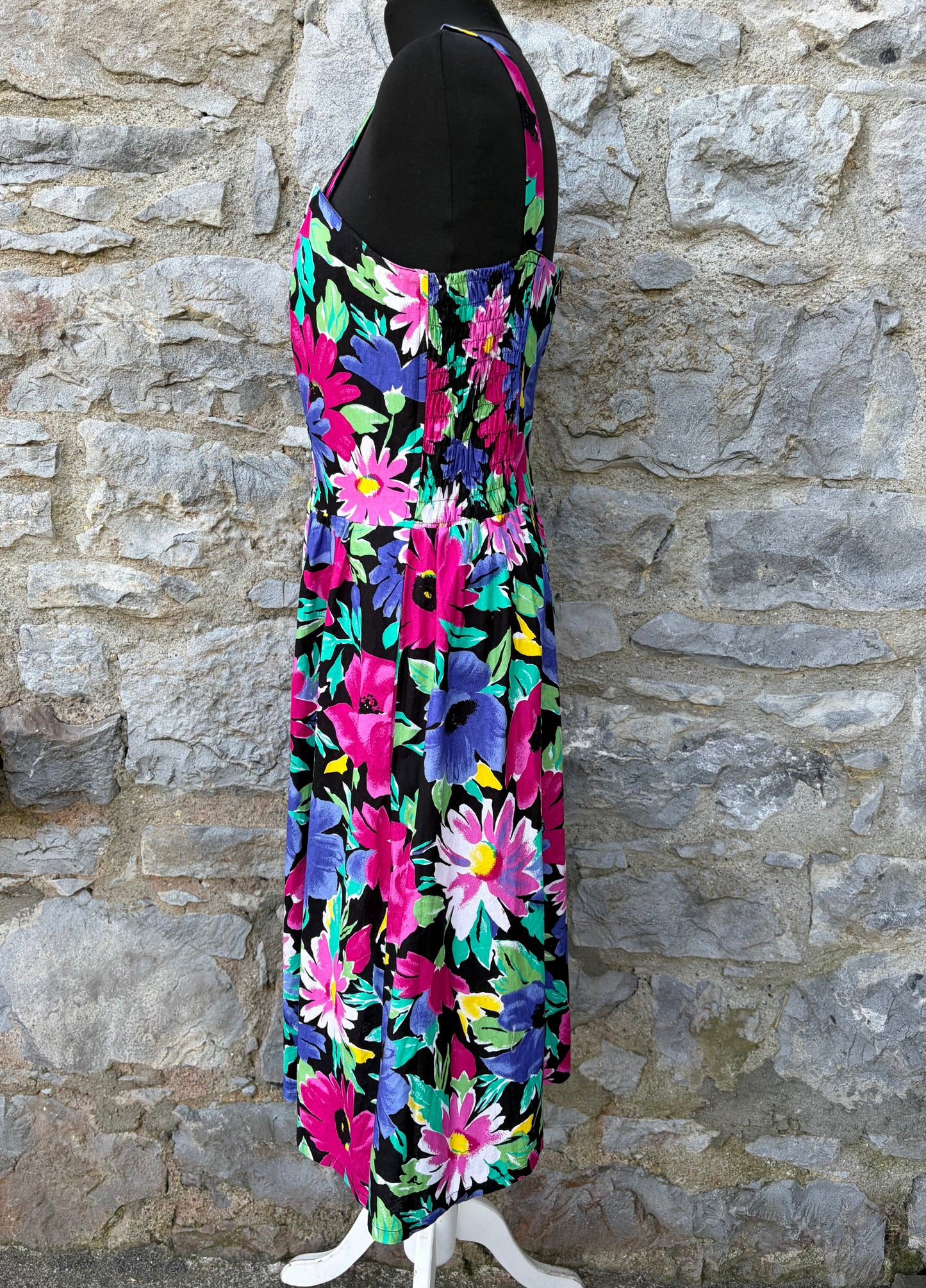 80s colourful floral dress uk 12-14