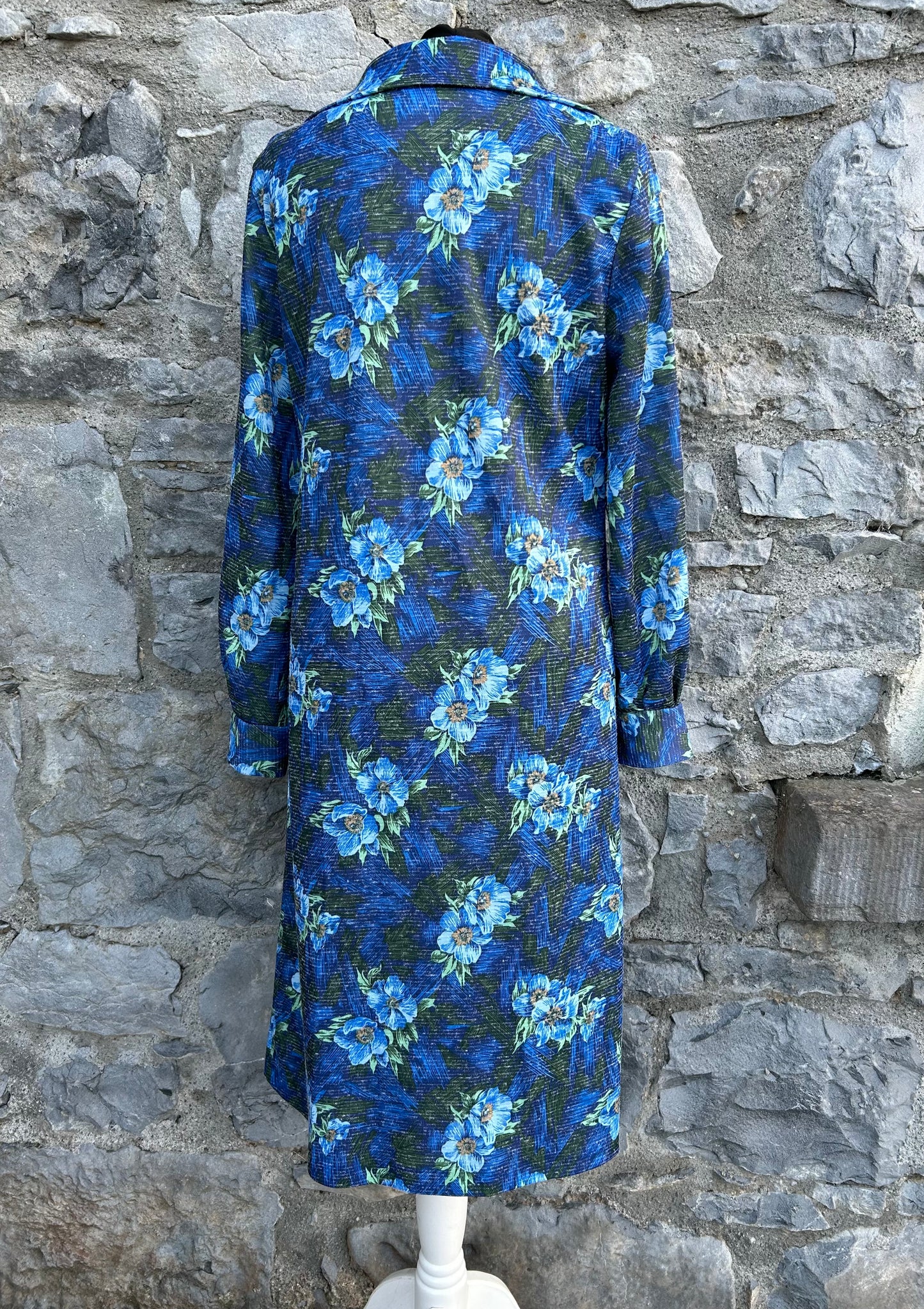 80s blue flowers dress uk 14