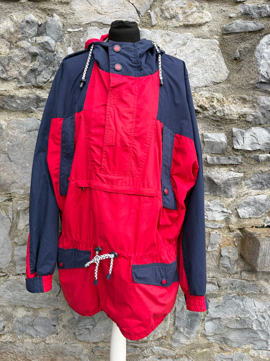 80s Red&navy half zip windbreaker  Large