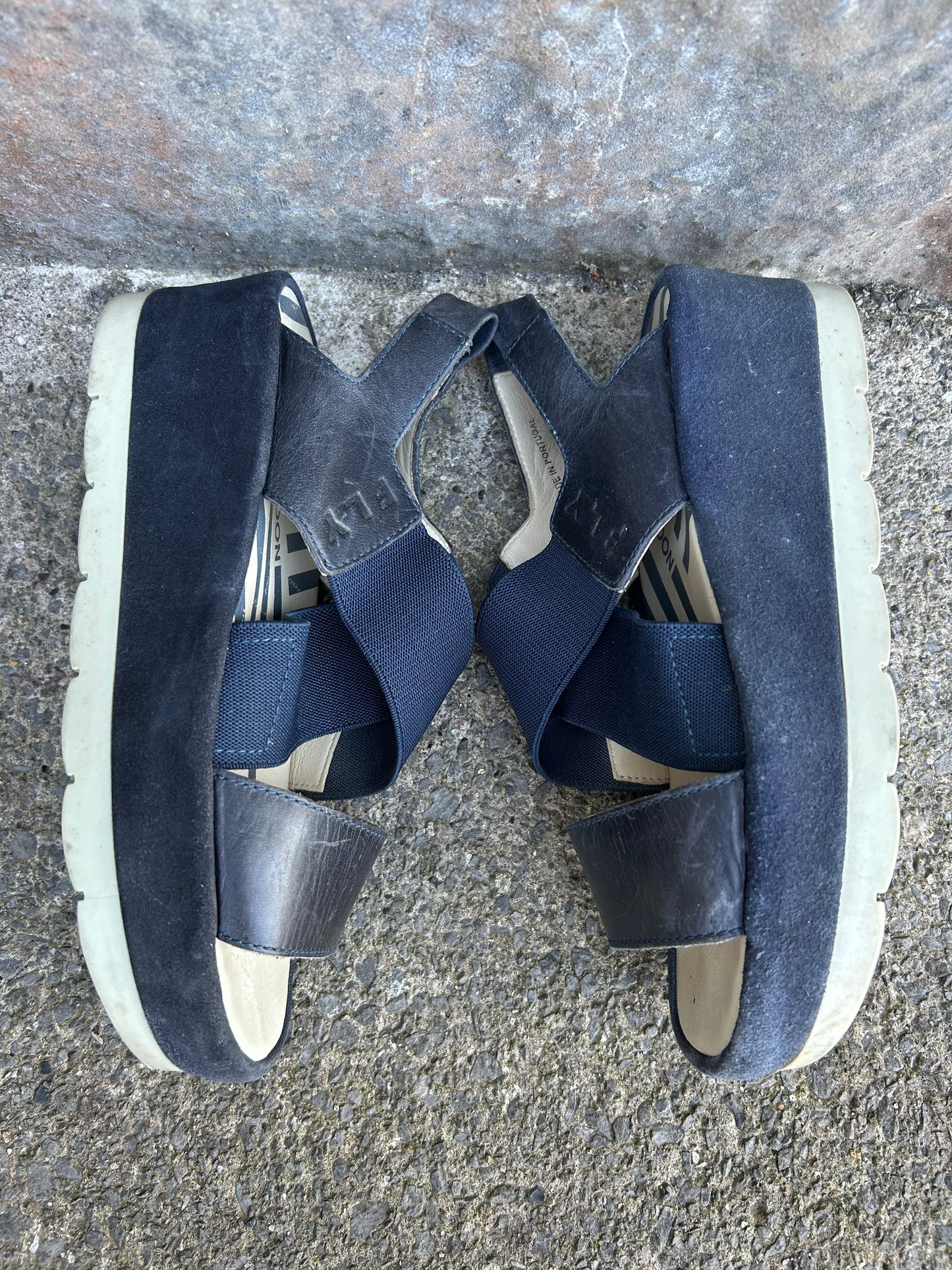 Navy wedge sandals  uk 5 (eu 38)