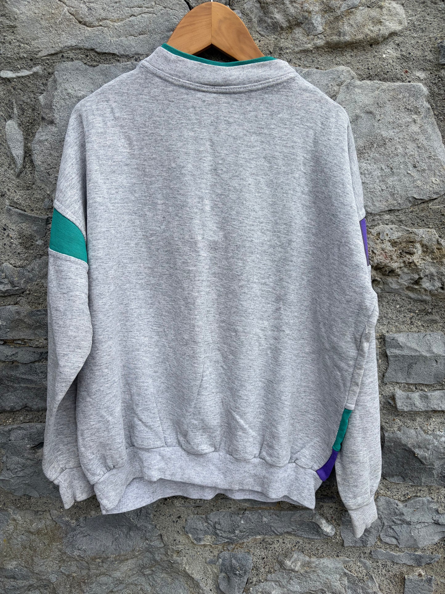 90s grey colorblock half-zip sweatshirt  11-12y (146-152cm)