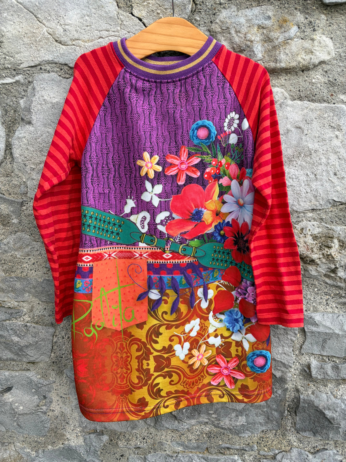 Colourful raglan dress 5-6y (110-116cm)
