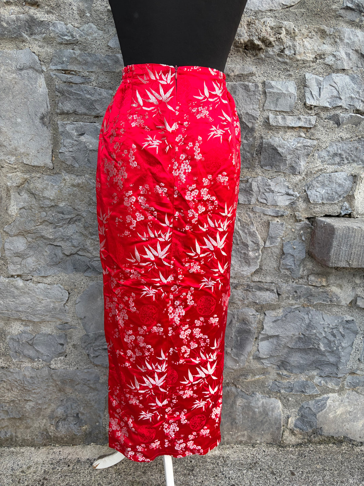 90s red oriental top&skirt uk 6