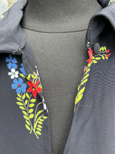 Load image into Gallery viewer, 80s floral black shirt uk 8-10
