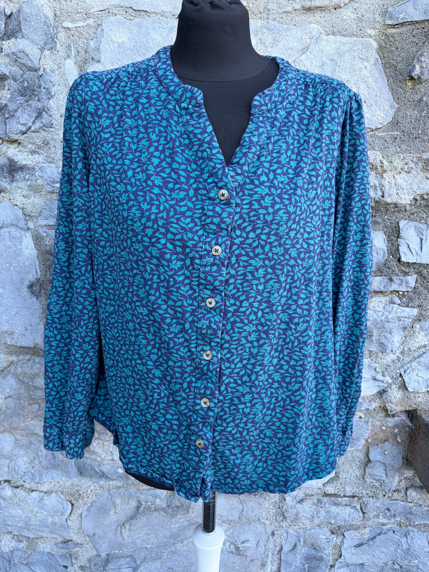 Blue leaves blouse uk 14
