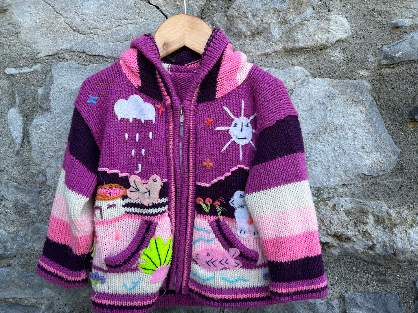 Pink Peruvian cardigan  12-18m (80-86cm)