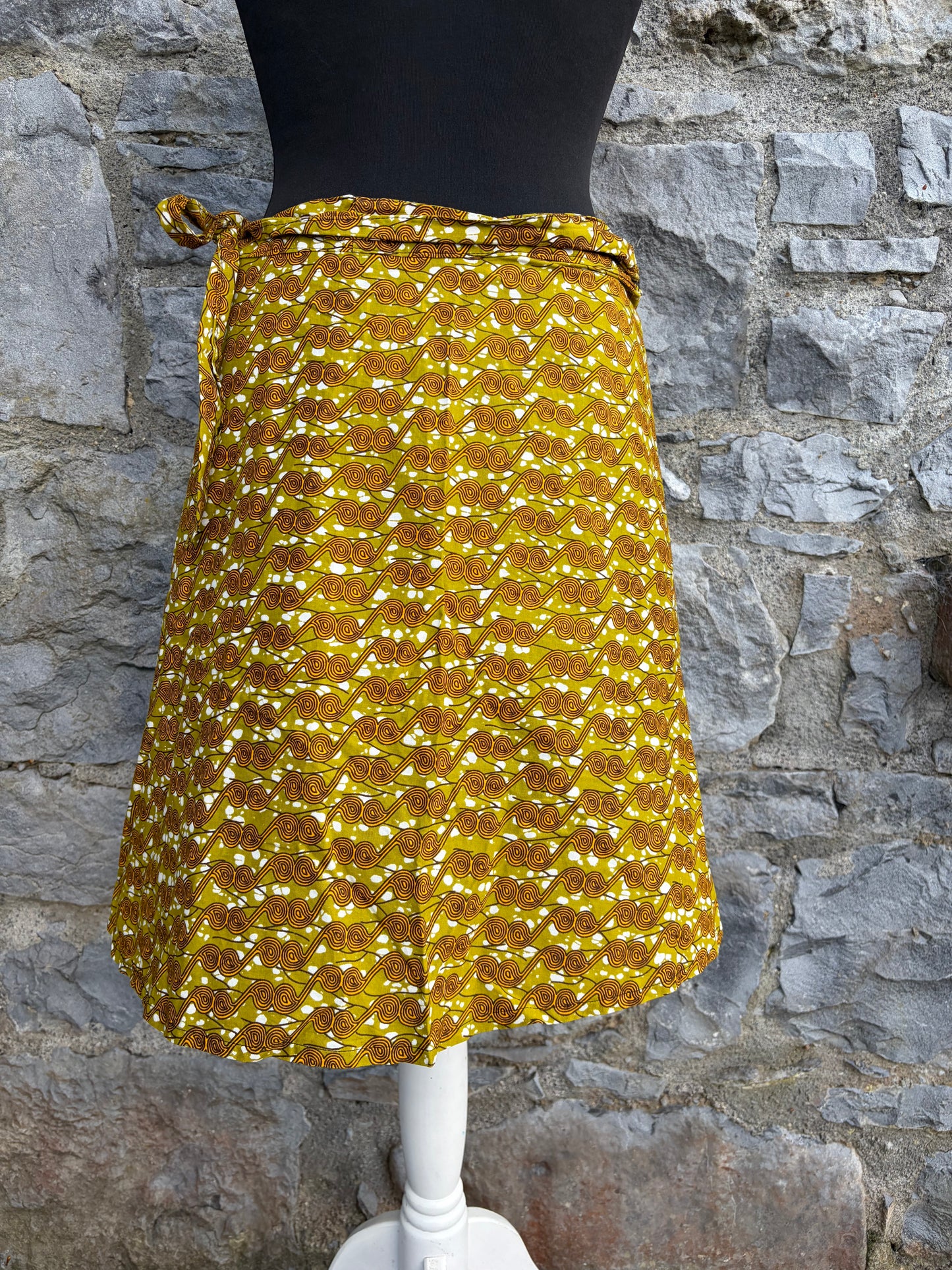 African print brown wrap skirt uk 10-14