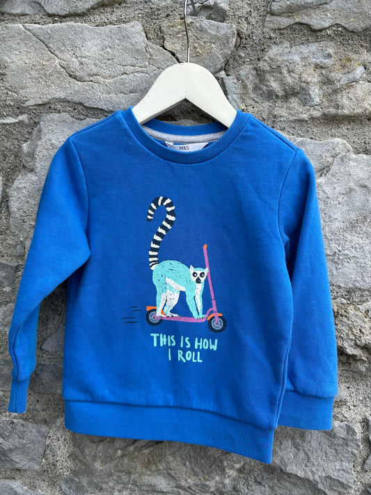 How I roll blue sweatshirt 2-3y (92-98cm)