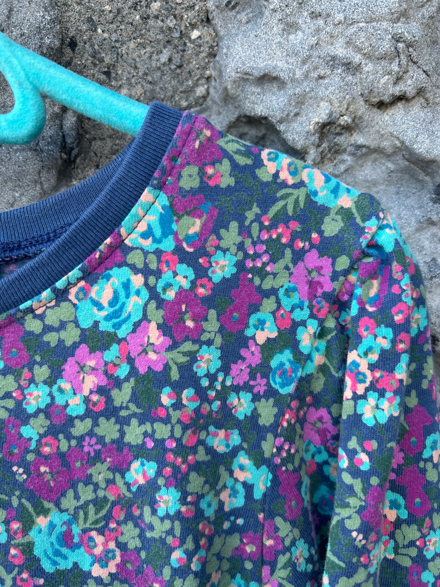 Blue&purple flowers dress  6-7y (116-122cm)