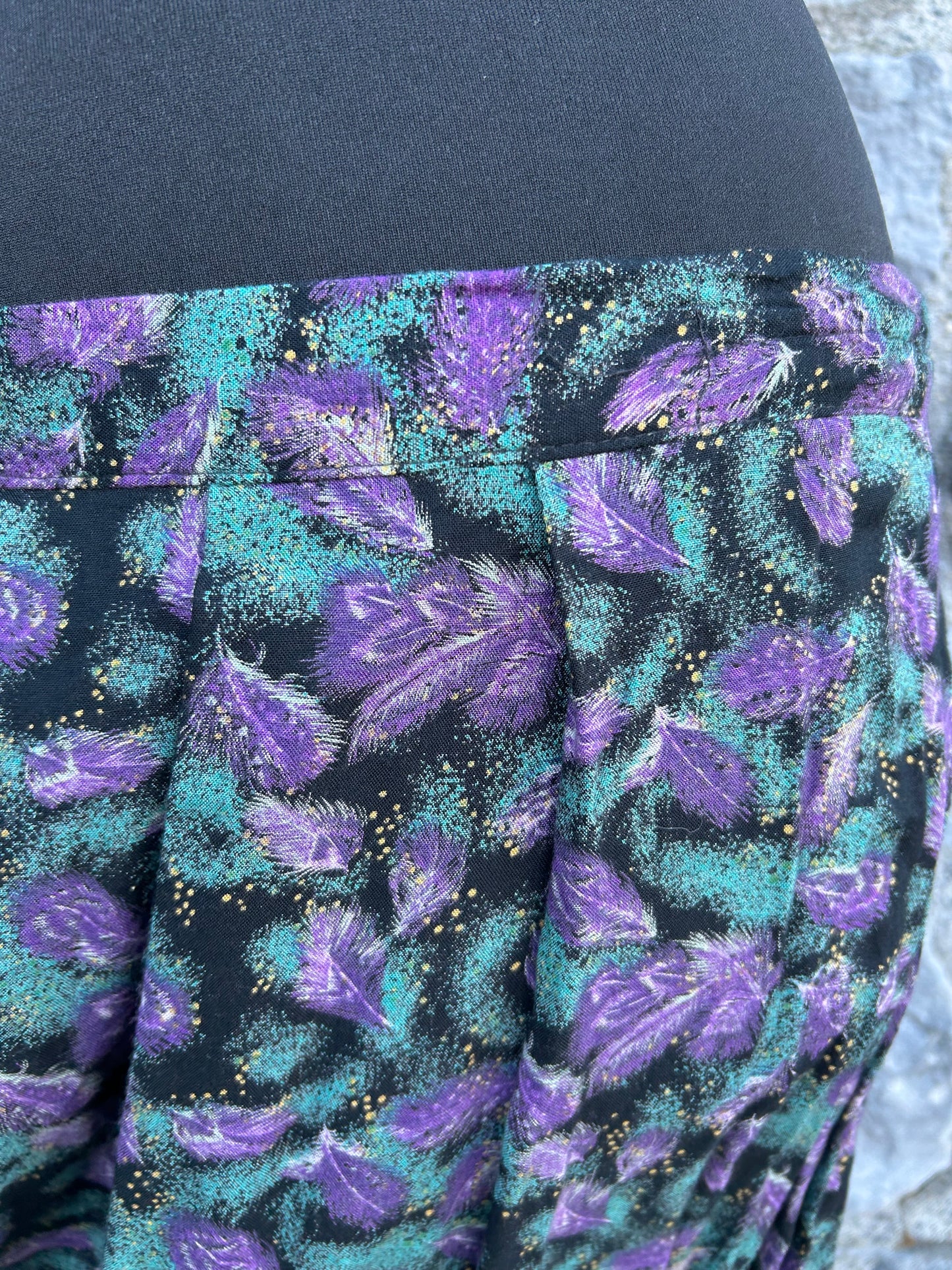 80s Purple&green leaves skirt uk 12