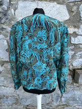 Load image into Gallery viewer, 80s teal flowers blouse uk 12
