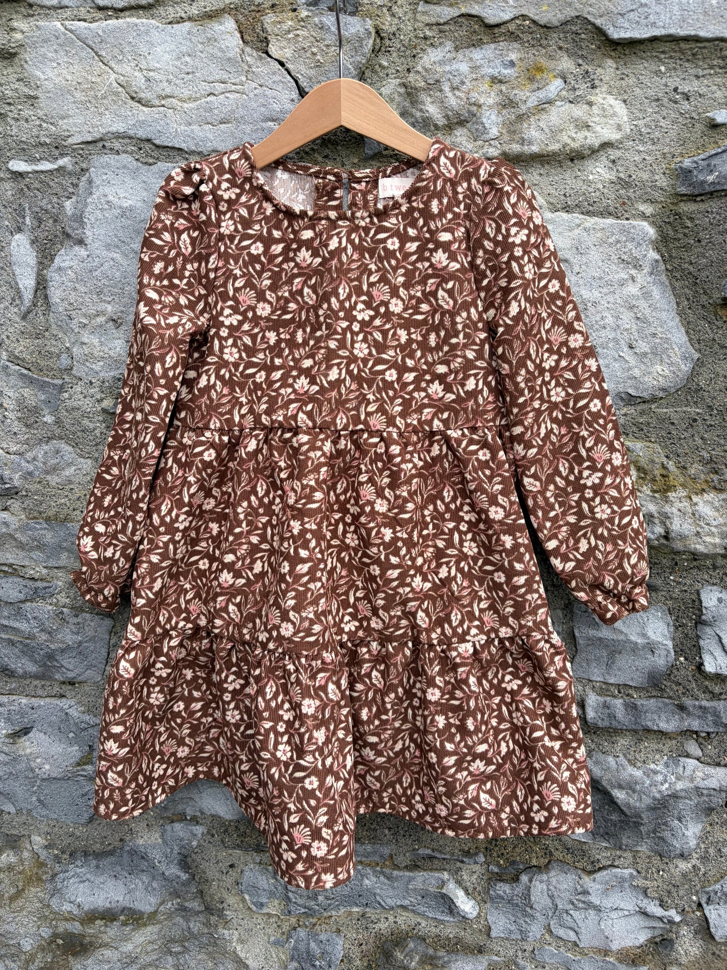 Brown botanic print cord dress   3-4y (98-104cm)