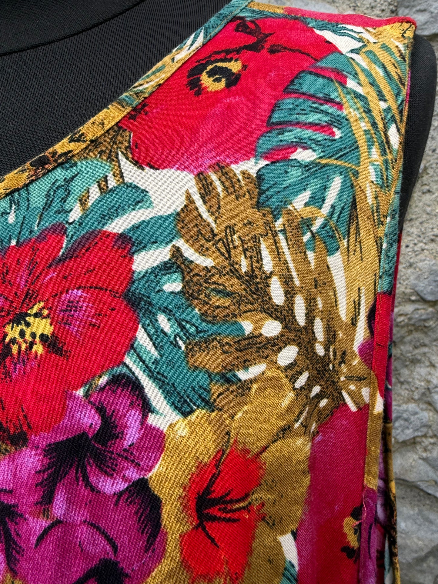 Colourful tropical flowers maxi dress uk 12-14