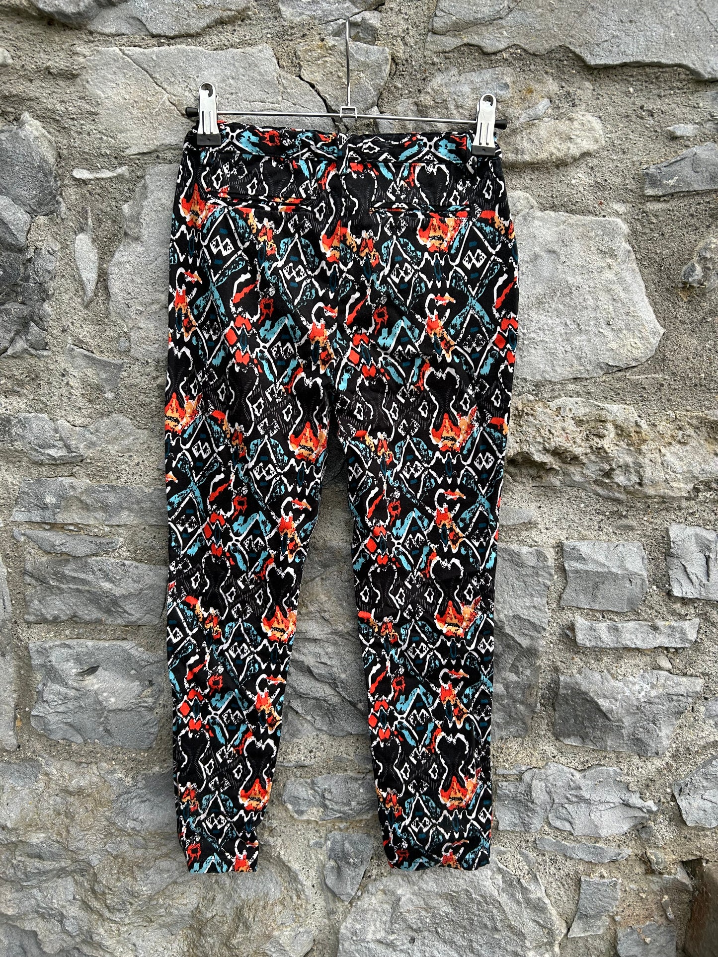 Abstract pattern black pants  8-9y (128-134cm)