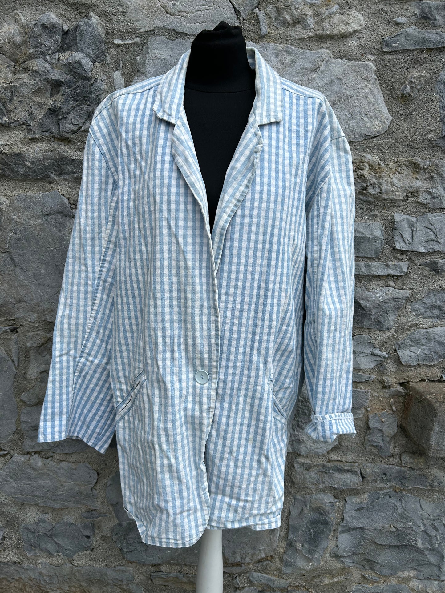 80s blue gingham jacket uk 14-16