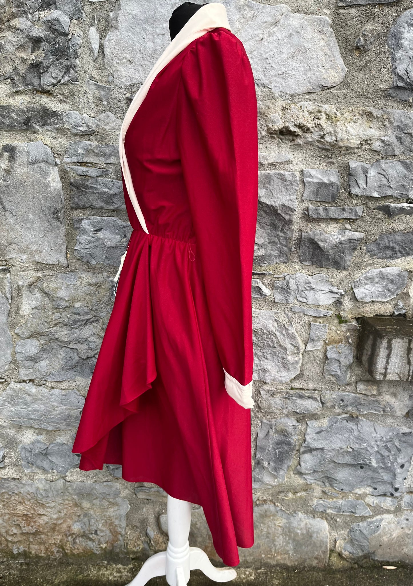 80s wine red dress uk 6-8