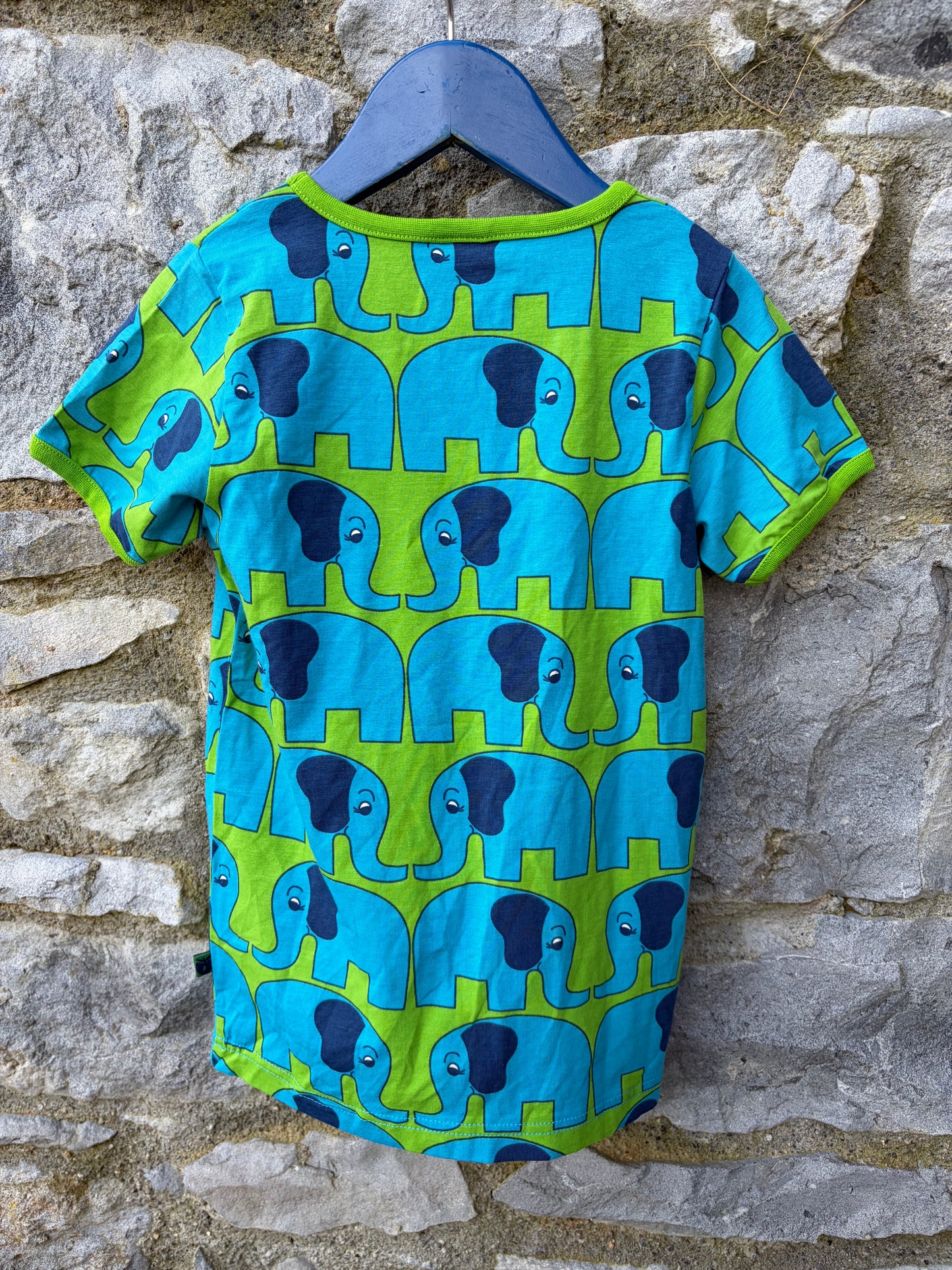 Blue elephants green T-shirt 5-6y (110-116cm)