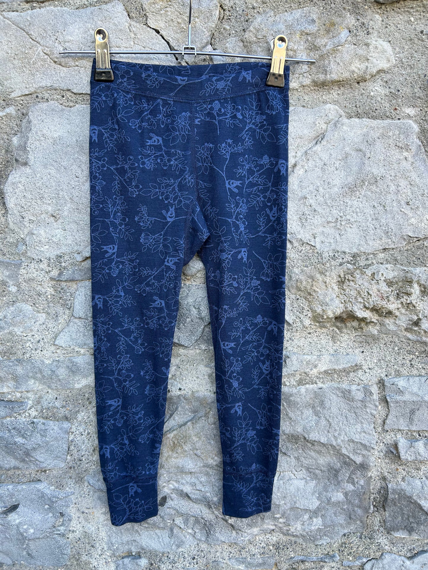 Botanic print woolly blue leggings  3-4y (98-104cm)