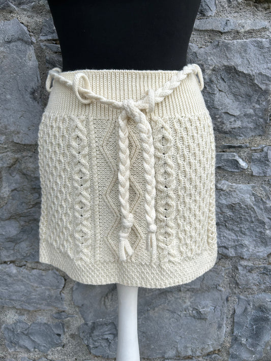 Cream Aran style knitted skirt uk 6-8