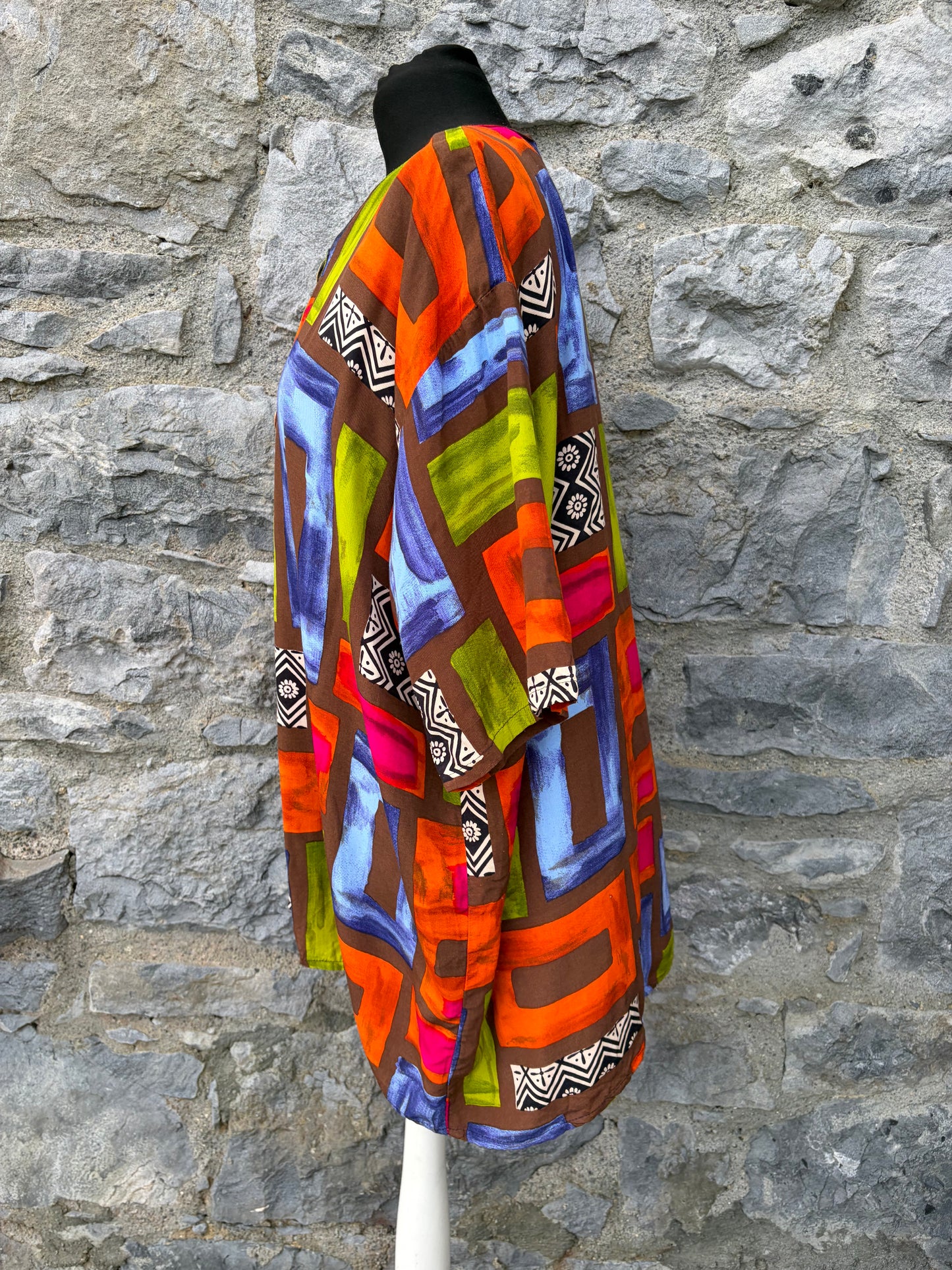 80s vibrant patchwork shirt uk 16-18