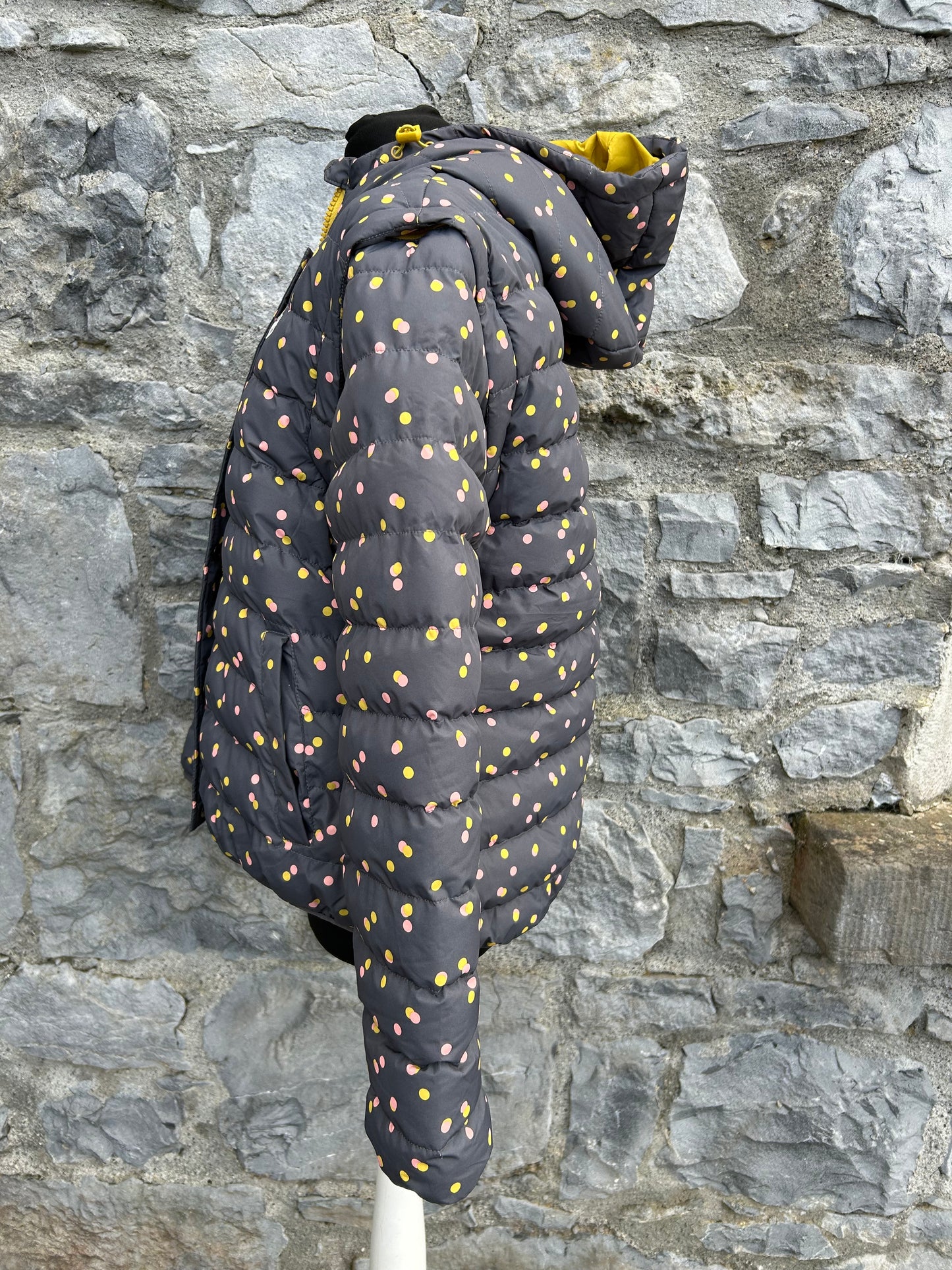 Grey spotty Removable sleeve puffa jacket uk 10-12