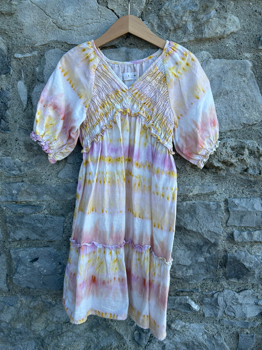 Pink tie dye linen dress  5-6y (110-116cm)