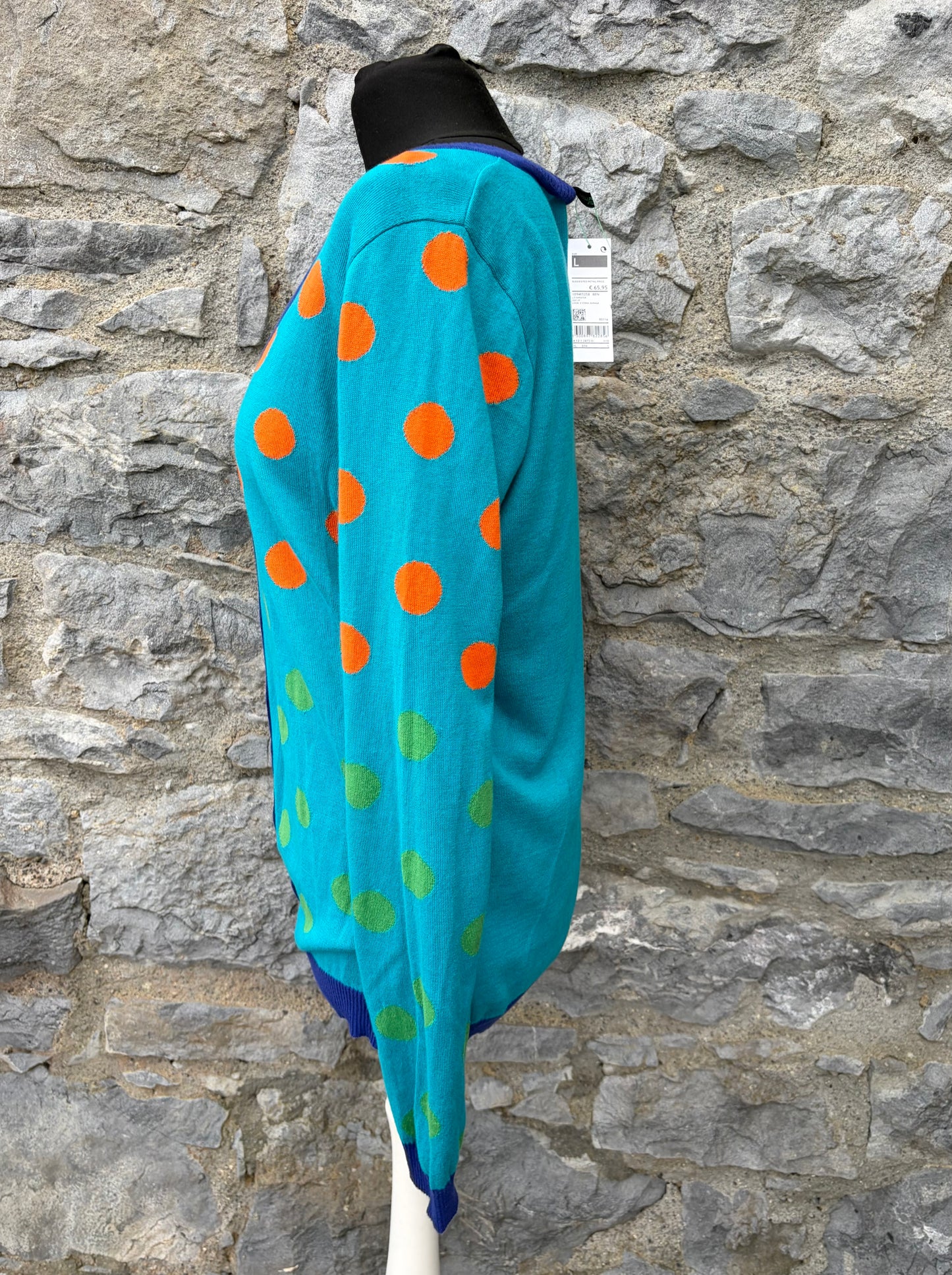 Orange&green polka dots cardigan uk 14